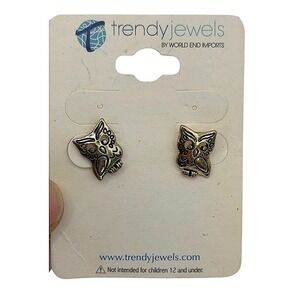 Trendy Jewels Owl Stud Earrings Gold Tone Bird Nature Boho NEW
